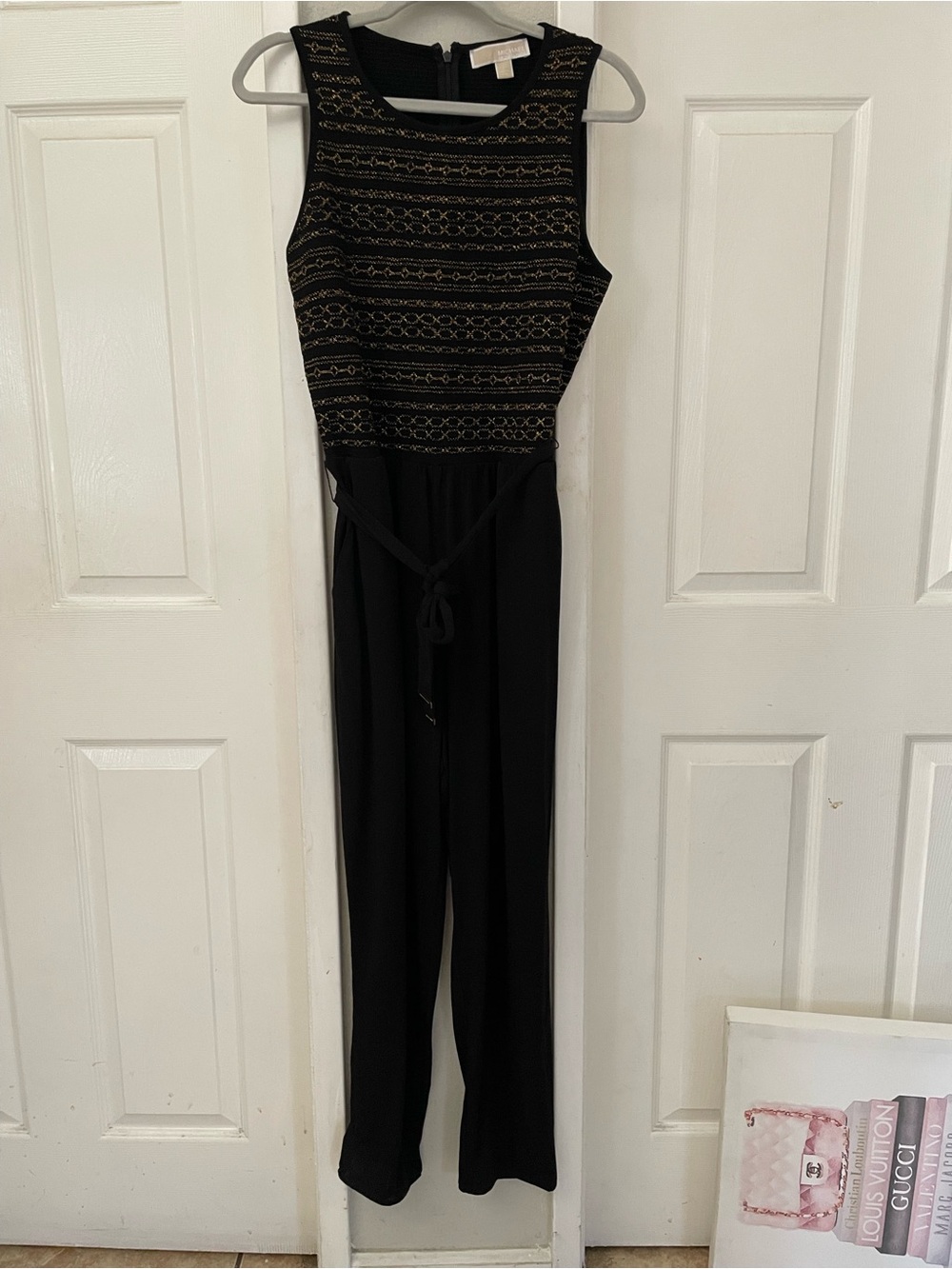 Michael Kors Black Jumpsuit with Gold Embroidered Bodice